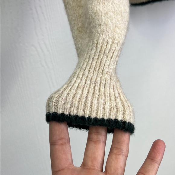 Madewell - Wedged Luxury Forest Green  Stripe V Neck Long Sleeve Sweater Size XS - Picture 7 of 12